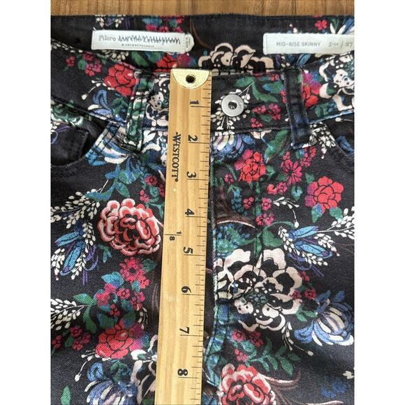 PILCRO AND‎ THE LETTERPRESS Anthropologie Black Floral Mid Rise Skinny Jeans 27 - Picture 5 of 6